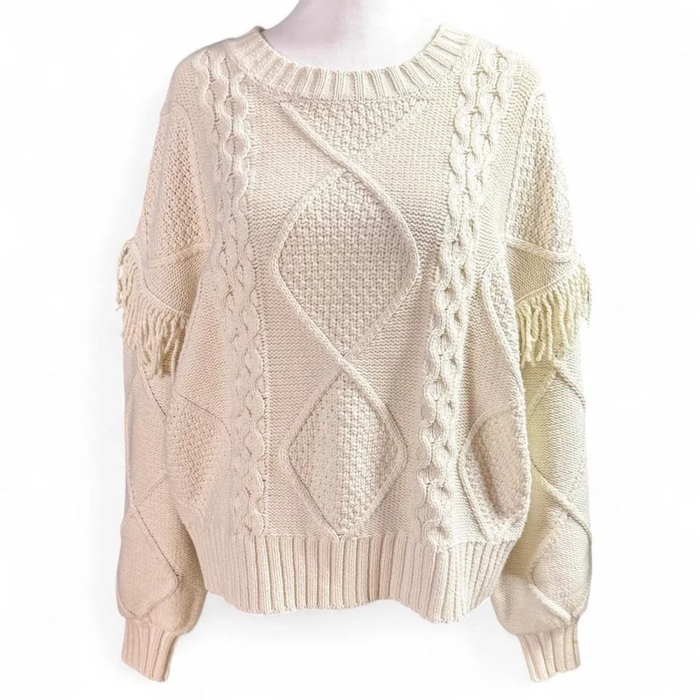 Promesa Textured Knit Cream Sweater